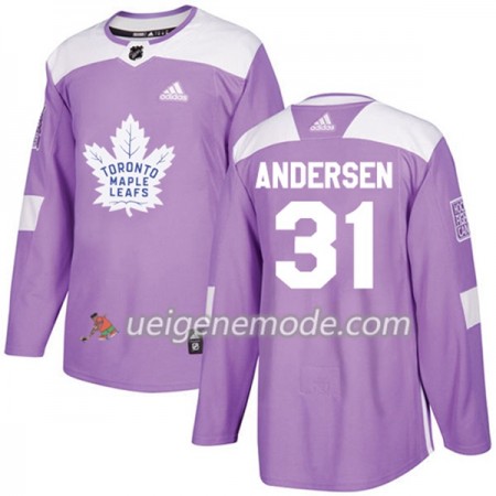 Herren Eishockey Toronto Maple Leafs Trikot Frederik Andersen 31 Adidas 2017-2018 Lila Fights Cancer Practice Authentic